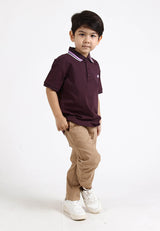 Forest Kids Premium Weight Cotton Stretchable Polo T Shirt Collar Tee | Baju T Shirt Budak Lelaki - FK20112