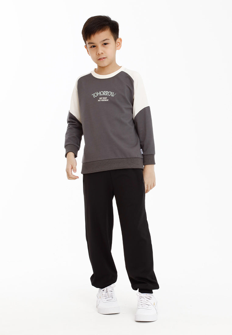 Forest Kids Boy Cut & Sew Long Sleeve Sweater Boys Embroidery Raglan Sleeve Tee | Baju Lelaki Lengan Panjang - FK20249