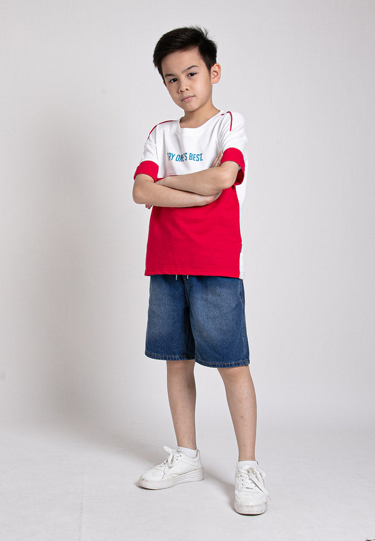 Forest Kids Boy Elastic Waist Denim Jeans Shorts Boy Drawstring Short Pants| Seluar Budak Lelaki - FK65055