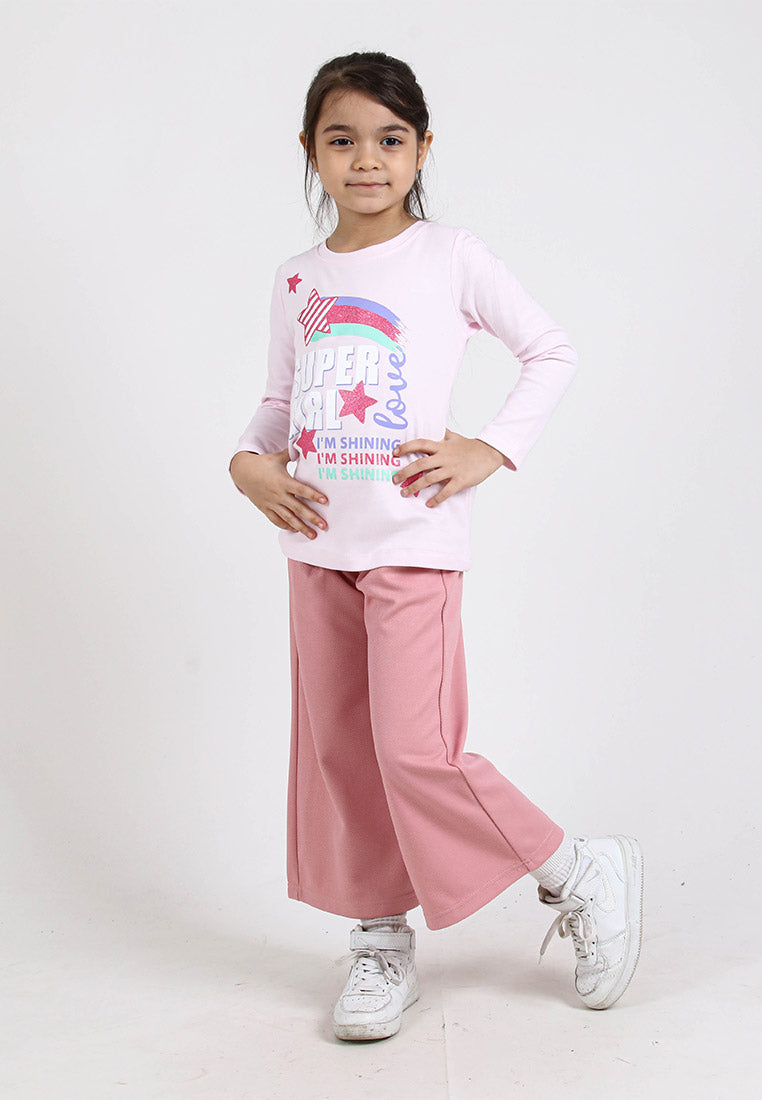 Forest Kids Girl Elastic Waist Cotton Twill Wide Leg Pants | Seluar Budak Perempuan Palazzo - FK810012