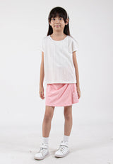 Forest Kids Girl Elastic Waist Woven Cotton Ruched Skort| Seluar Budak Perempuan - FK865002