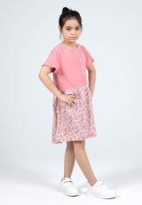 Forest Kids Girls Cotton Floral Pattern Short Sleeve 2 in 1 Dress Set | Baju Budak Perempuan - FK885061