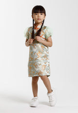 Forest Jacquard Tang Suit Cheongsam Dress | CNY 2025 Family Wear - FK885091