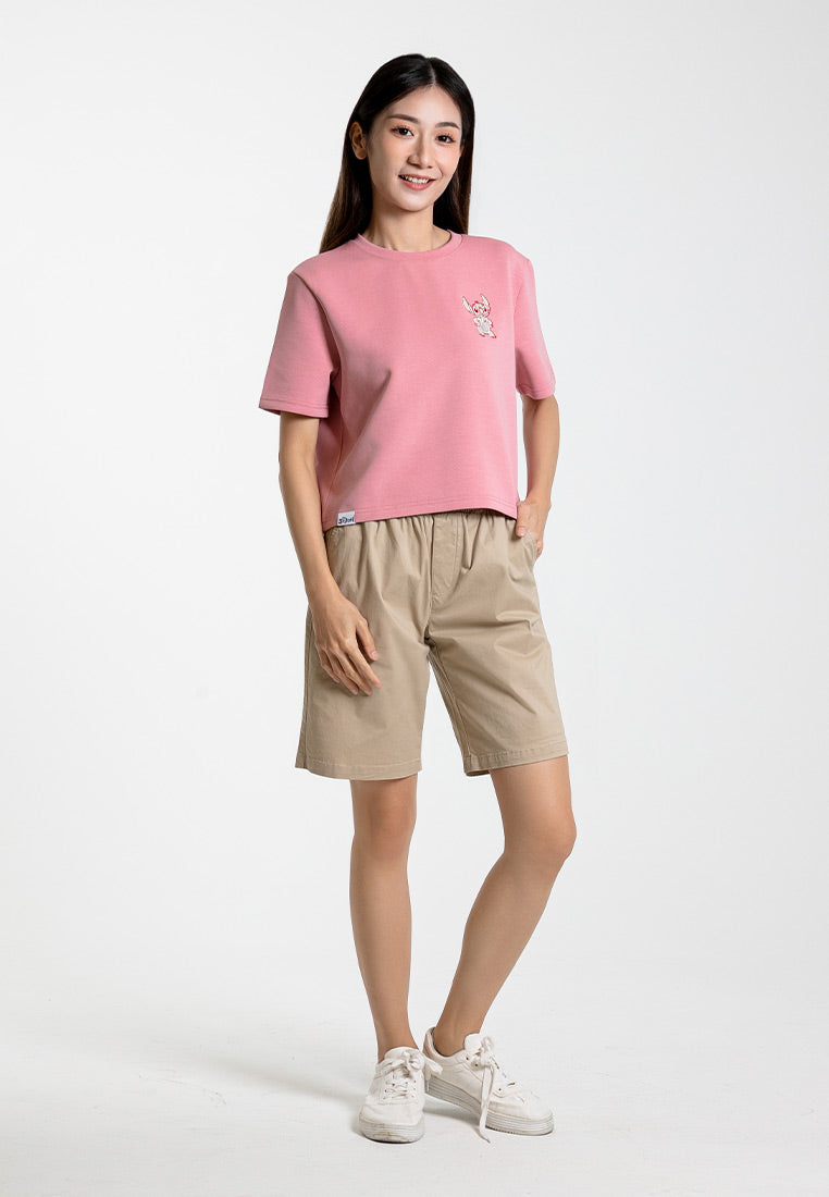 Forest x Disney Stitch Air-Cotton 260GSM Heavy Weight Cropped Boxy Ladies Tee - FW820104