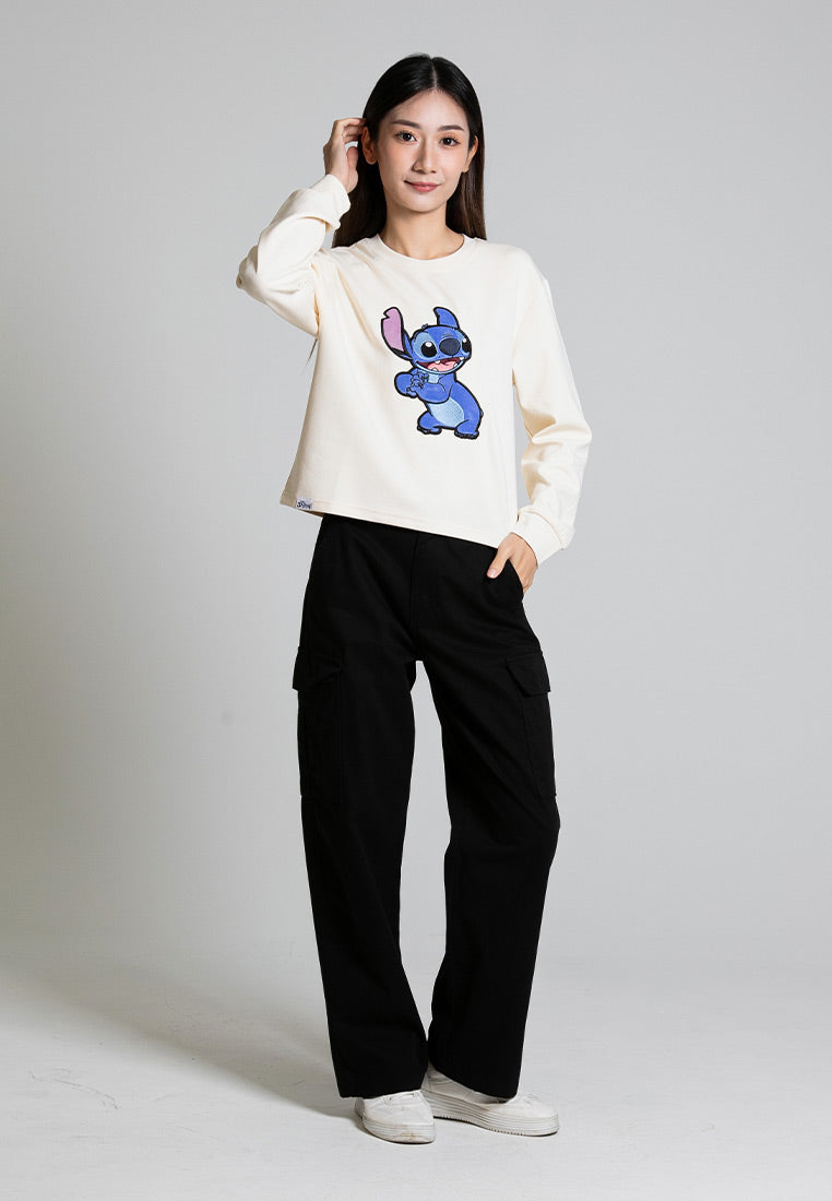 Forest x Disney Stitch Heavy Weight (260gsm) Oversized Long Sleeve Ladies Top - FW820107