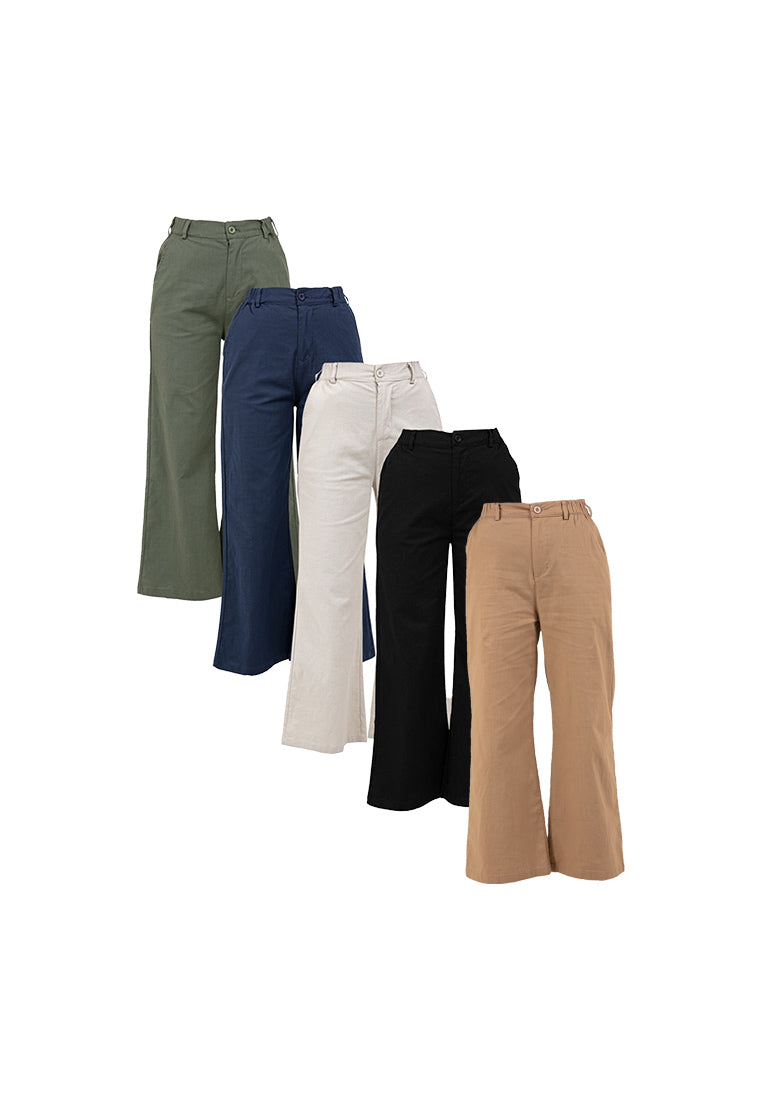 Forest Ladies Wide Leg Cotton Linen Women Pants | Seluar Perempuan Palazzo - 810472