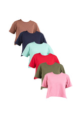 Forest Ladies Round Neck Cotton Terry Boxy Croped Top | Baju T-Shirt Perempuan - 822264