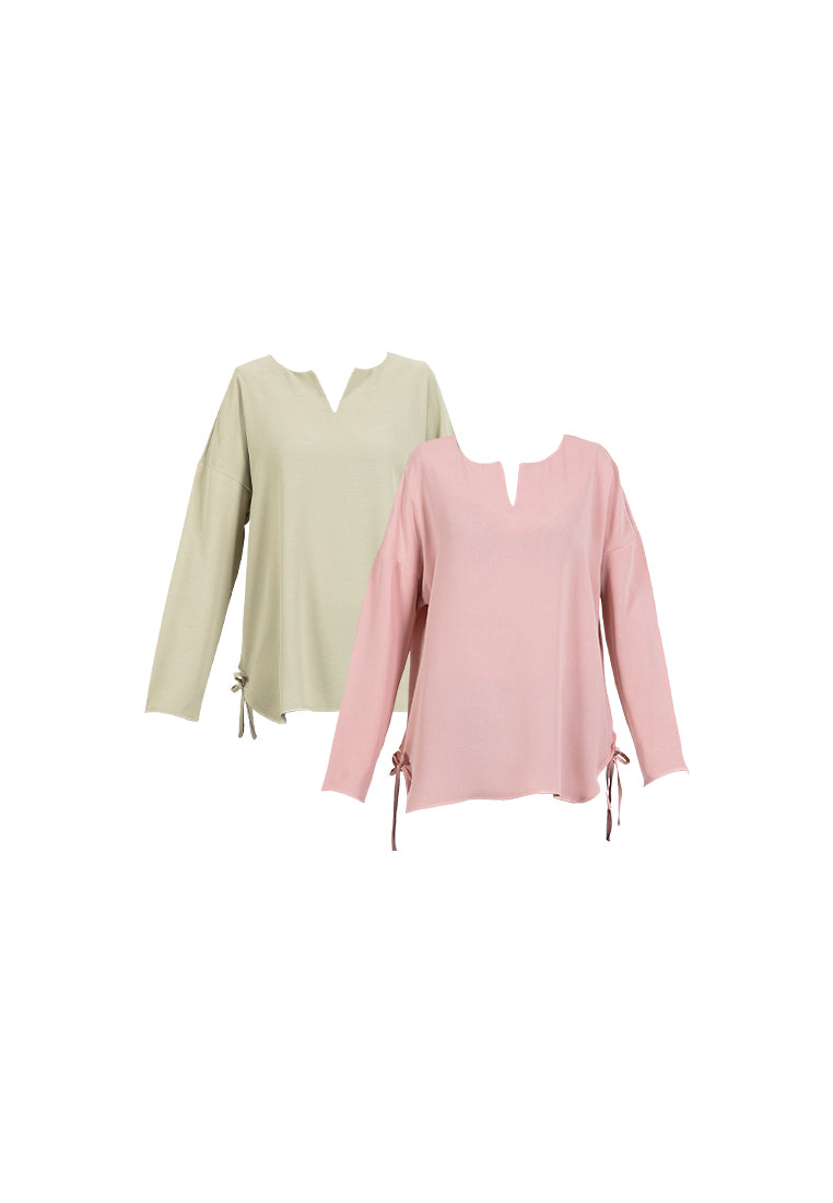 Forest Ladies Polyester Plain Blouse Women Long Sleeve Blouse | Baju Perempuan Lengan Panjang - 822420