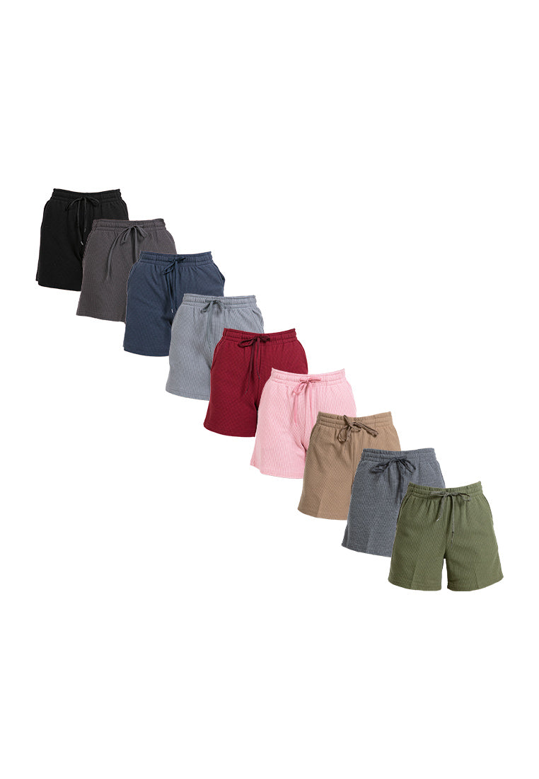 Forest Ladies Waffle Cotton Shorts Pants Plain Elastic Women Casual Shorts | Seluar Pendek Perempuan - 860158