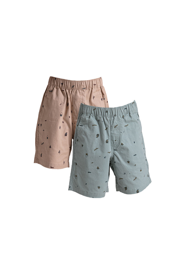 Forest Kids Boys Woven Full Print Cotton Twill Casual Shorts | Seluar Pendek Budak Lelaki - FK65044