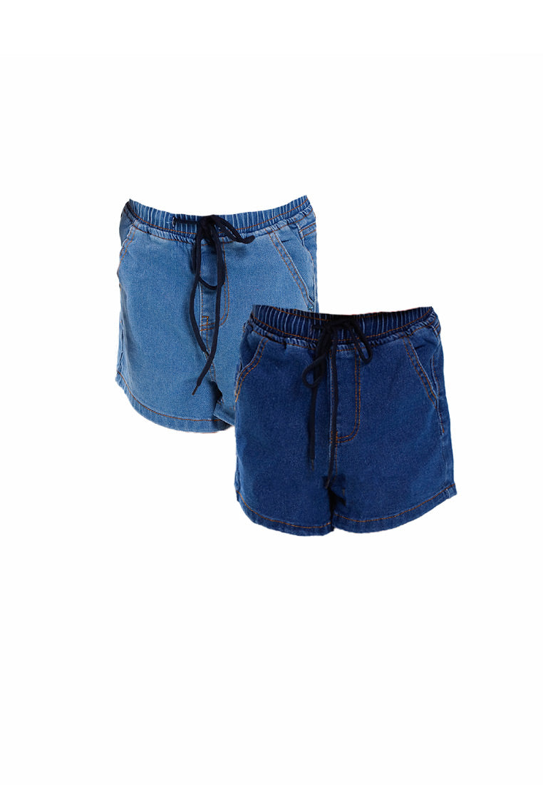 Forest Kids Girls Elastic Waisted Denim Shorts Girl Stretchable Short Pants | Seluar Pendek Budak Perempuan - FK865006