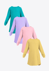Forest Kids Girls Waffle Cotton Long Sleeve Round Neck Dress | Baju Budak Perempuan Lengan Panjang - FK885038