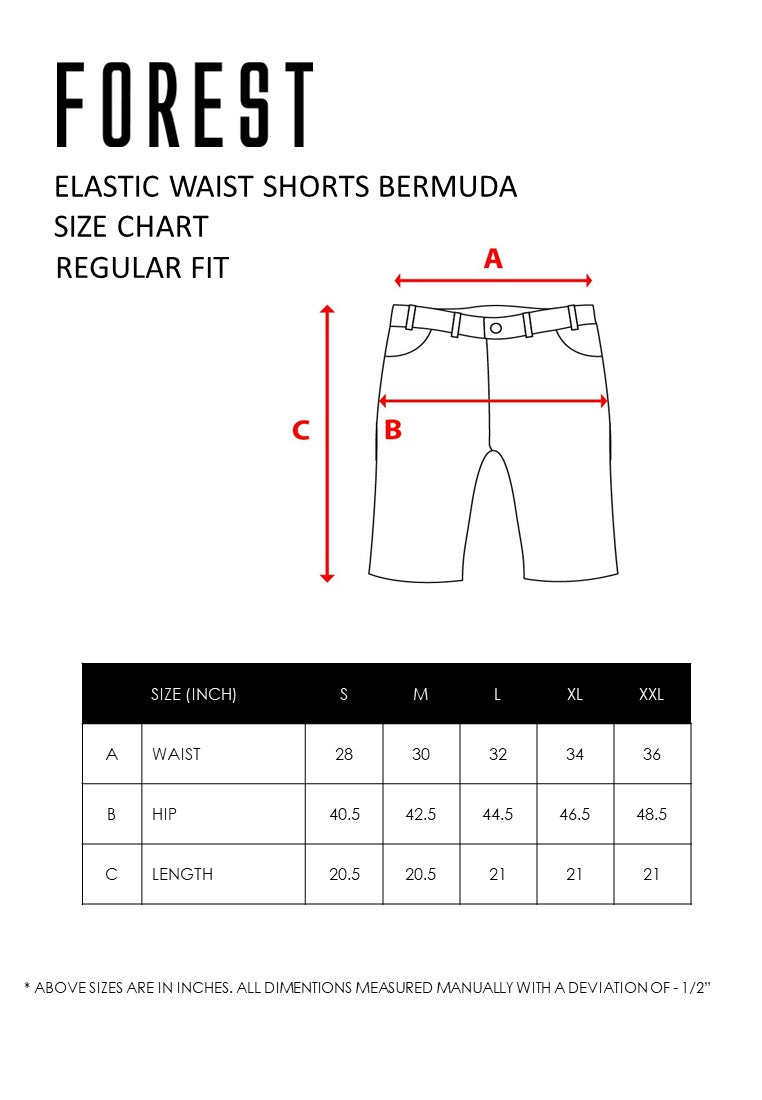 Forest Stretchable Cotton Elastic Waist Regular Cut Men Short Bermuda | Seluar Lelaki - 670215