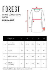 Forest Ladies Cotton Interlock Woven Long Sleeve Embroidery Casual Dress | Baju Perempuan - 885061