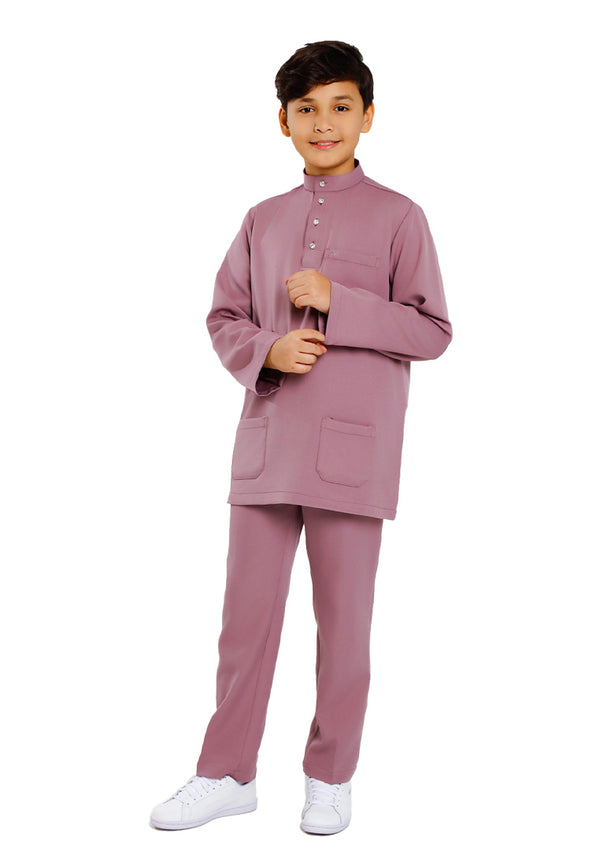 Forest x Hatta Dolmat Baju Melayu Budak Cekak Musang Regular Fit - FK23766BM -76SmokePurple