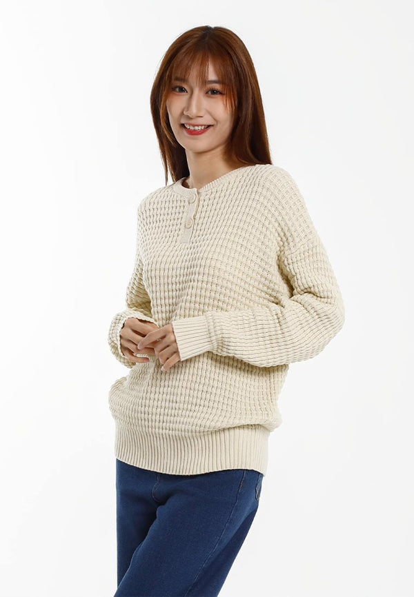 Forest Ladies Openwork Knit Top Women Knitted Sweater | Baju Lengan Panjang Perempuan - 822517