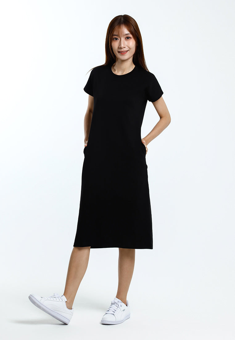 Forest Dress Perempuan | Forest Ladies Cotton Interlock Round Neck Women Casual Short Sleeve Dress - 880012