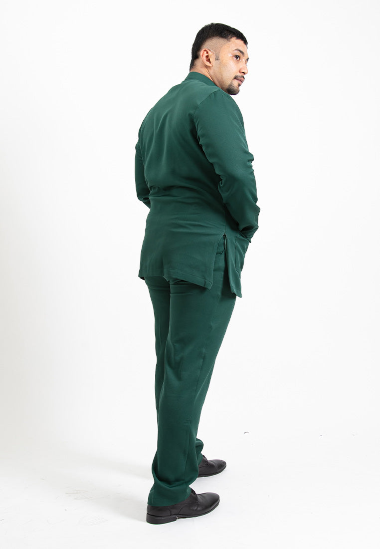 Forest x Hatta Dolmat Baju Melayu Cekak Musang Regular Fit - BM23766 -40DkGreen
