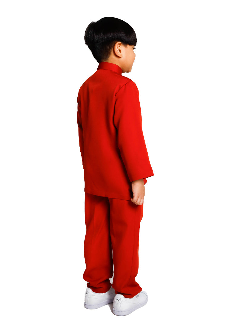 Forest x Hatta Dolmat Baju Melayu Budak Cekak Musang Regular Fit - FK23766BM -58BrickRed