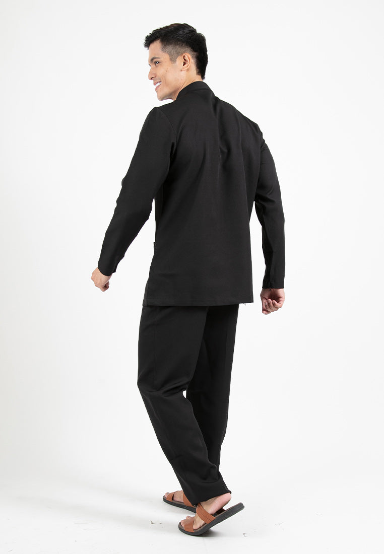 Forest x Hatta Dolmat Baju Melayu Cekak Musang Regular Fit  - BM23766 -01Black