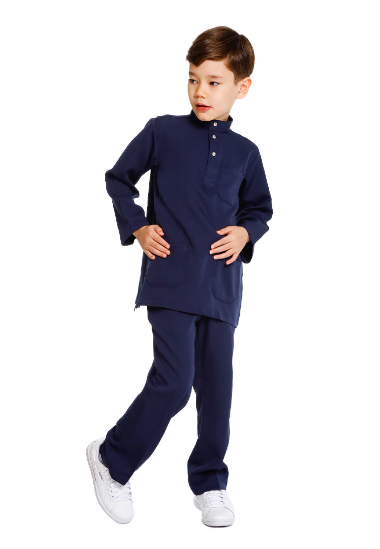 Forest x Hatta Dolmat Baju Melayu Budak Cekak Musang Regular Fit - FK23766BM -33Navy