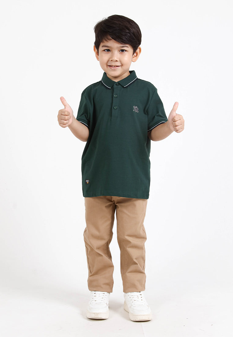 Forest Kids Soft-Touch Silky Cotton Slim Fit Mercerized Look Knitted Polo Tee | Baju T Shirt Budak Lelaki - FK20103