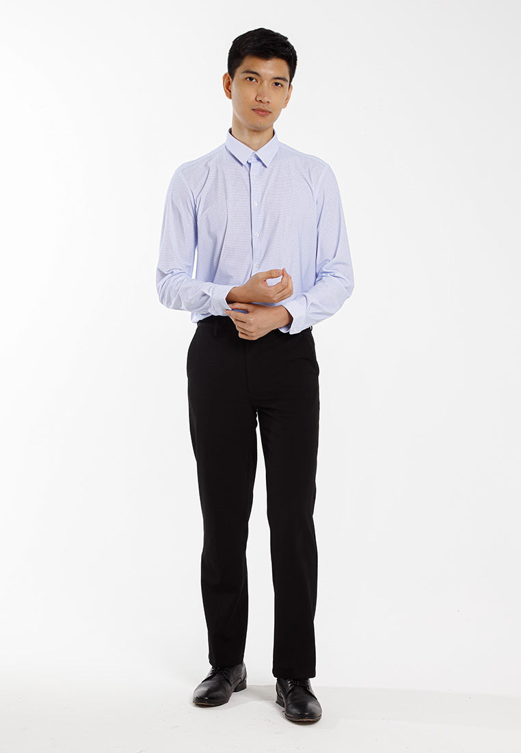 Alain Delon Baju Kemeja Berkolar | Alain Delon Rayon Mixed No Pocket Slim Fit Stripes Collar - 15123029