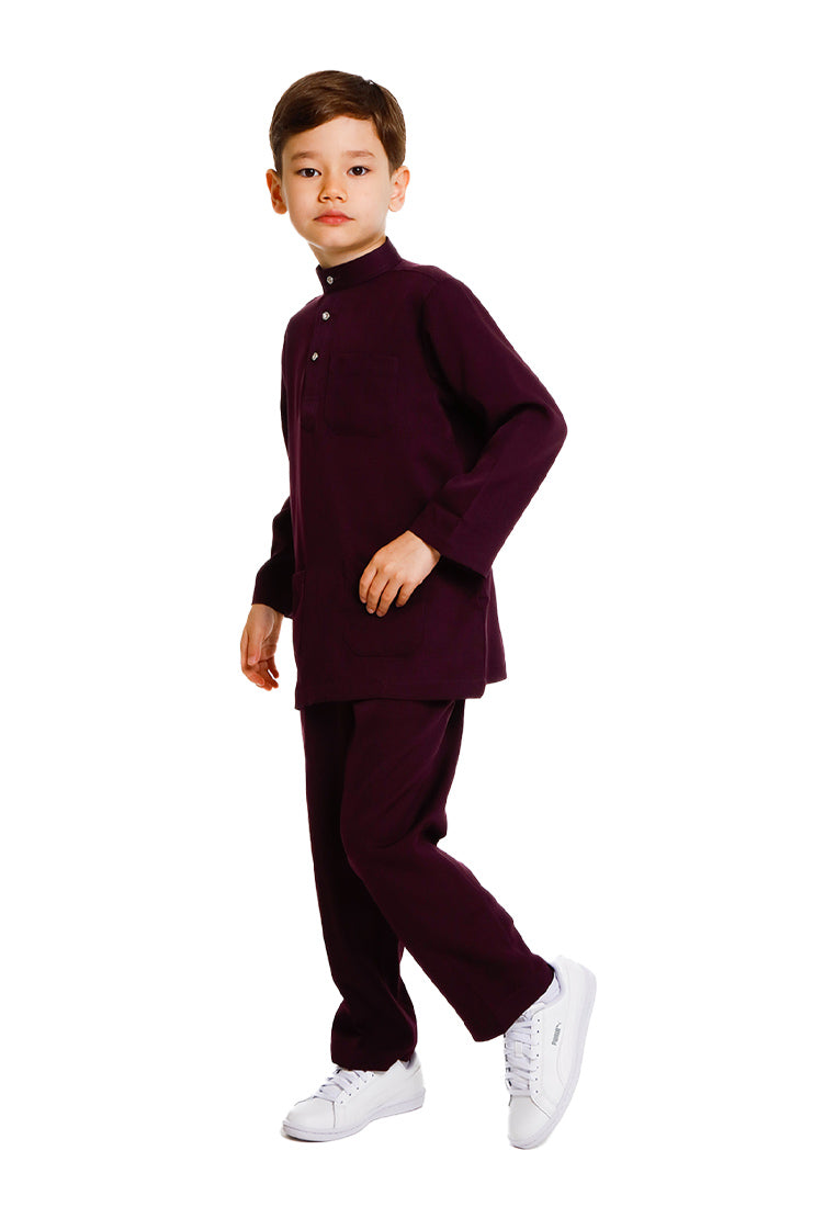 Forest x Hatta Dolmat Baju Melayu Budak Cekak Musang Regular Fit - FK23766BM -70DkPurple