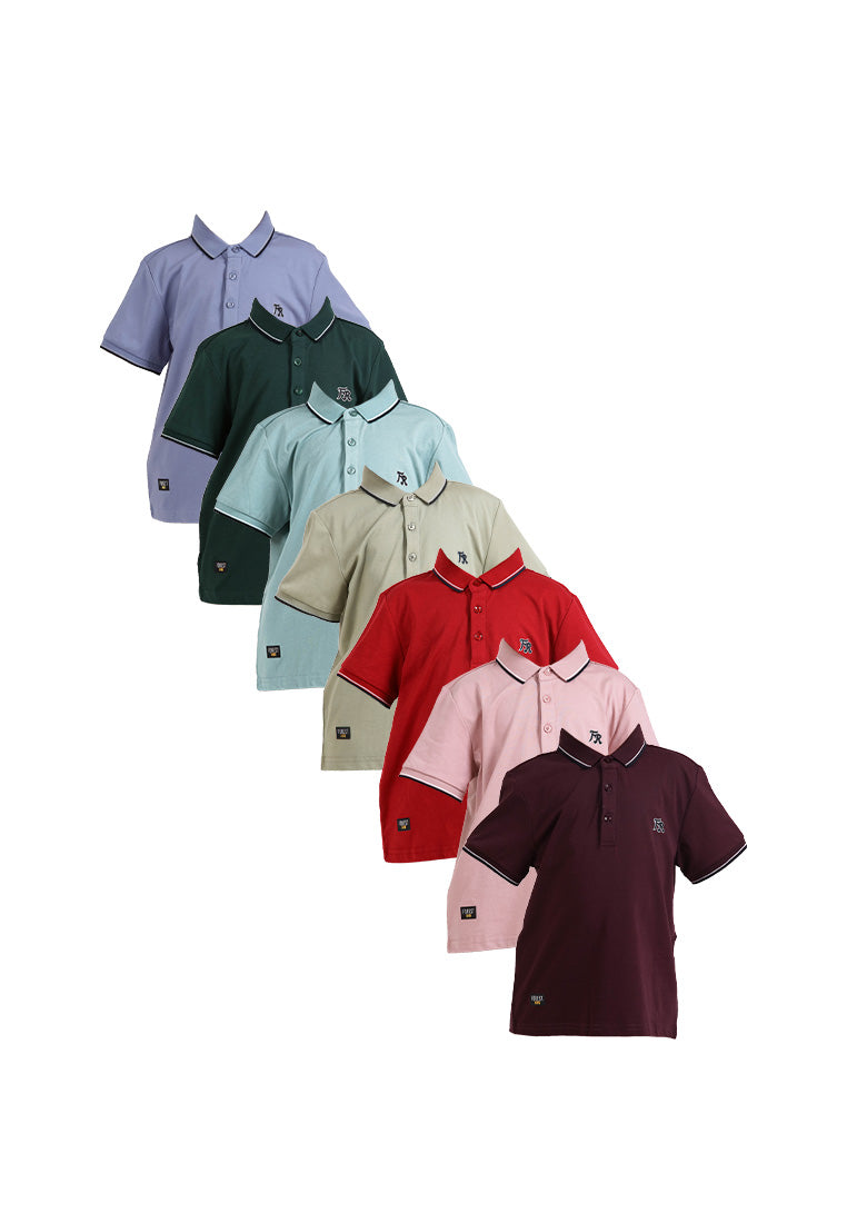 Forest Kids Soft-Touch Silky Cotton Slim Fit Mercerized Look Knitted Polo Tee | Baju T Shirt Budak Lelaki - FK20103