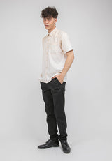 Alain Delon Short Sleeve Modern Fit Linen Look Floral Shirt - 14422064