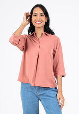 Forest Ladies Premium Lyocell Skipper Collar 3/4 Sleeve Plain Blouse | Baju Kemeja Perempuan - 822362