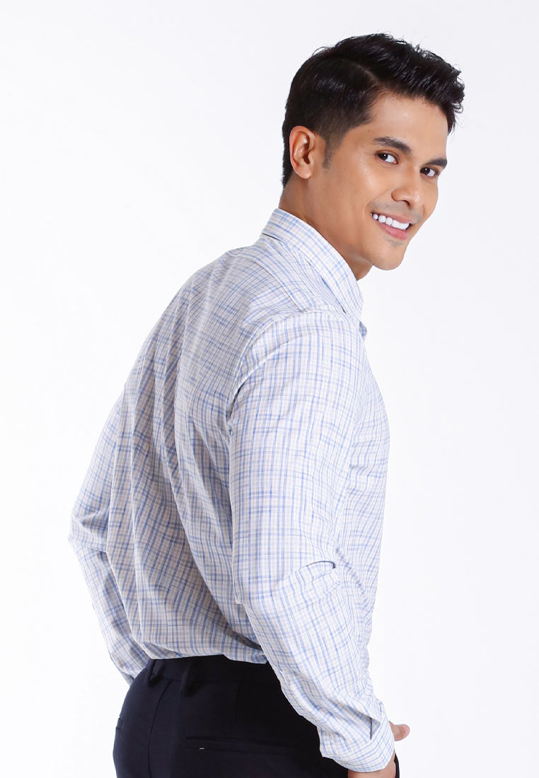 Alain Delon Baju Kemeja Berkolar | Alain Delon Rayon Mixed No Pocket Slim Fit Stripes Collar - 15123028