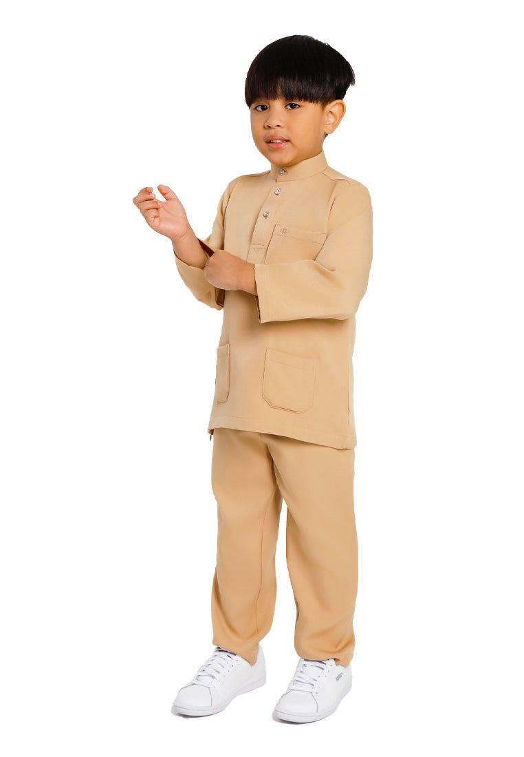 Forest x Hatta Dolmat Baju Melayu Budak Cekak Musang Regular Fit - FK23766BM -13Khaki