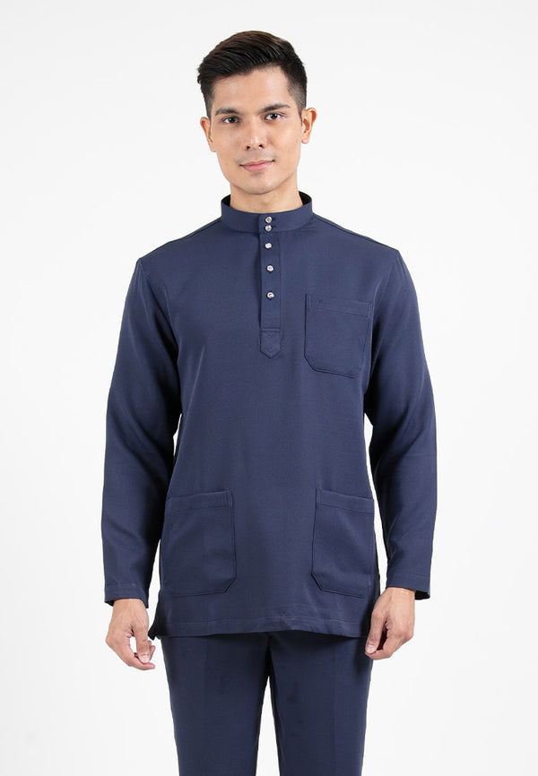 Forest x Hatta Dolmat Baju Melayu Cekak Musang Regular Fit  - BM23766 -33Navy