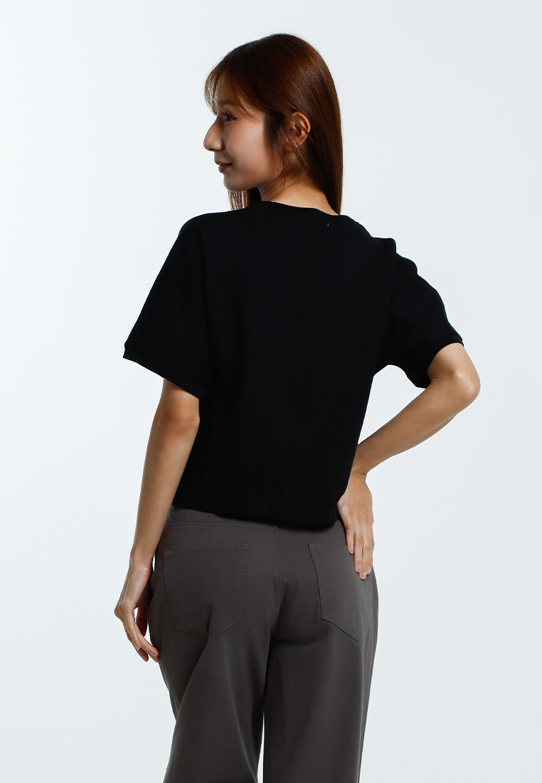 Forest Baju Perempuan | Forest Ladies Cotton Interlock Short Sleeve Round Neck Casual Elastic Hem T-Shirt - 822409