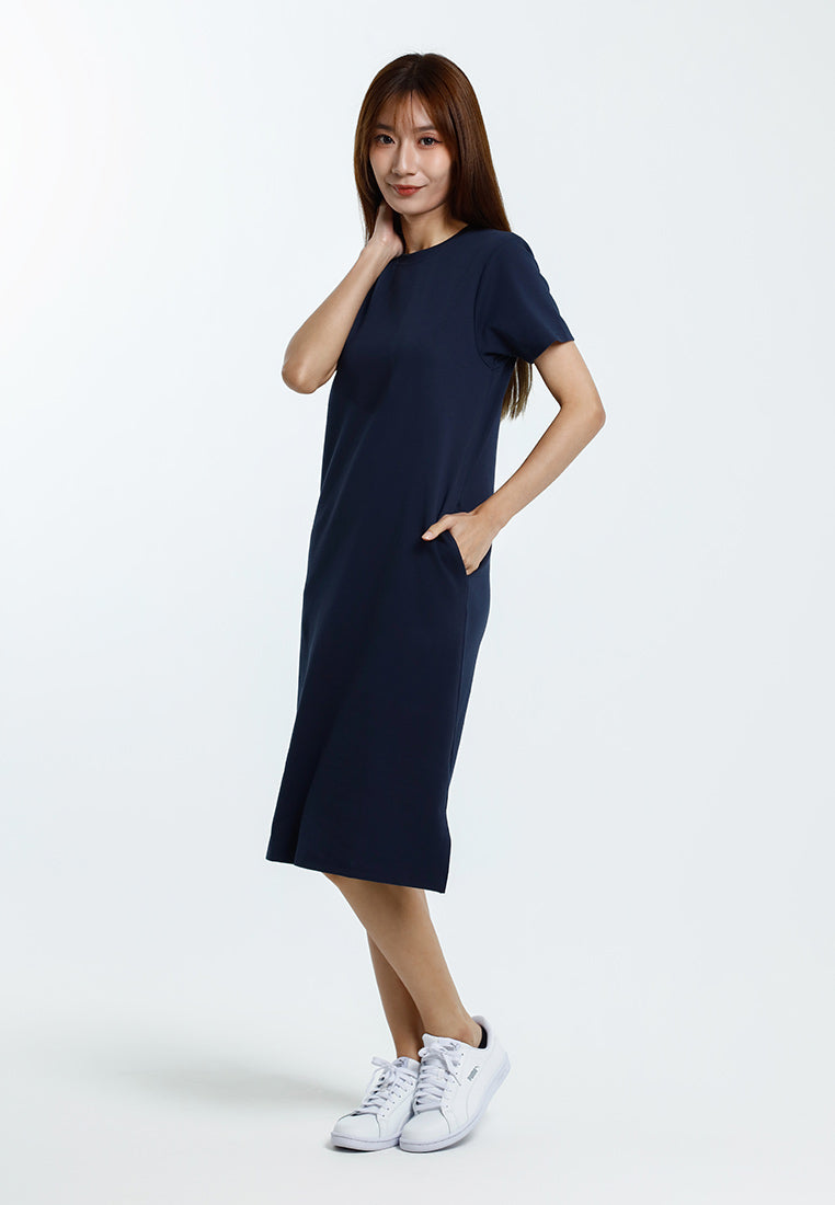 Forest Dress Perempuan | Forest Ladies Cotton Interlock Round Neck Casual Short Sleeve Woman Dress - 880010