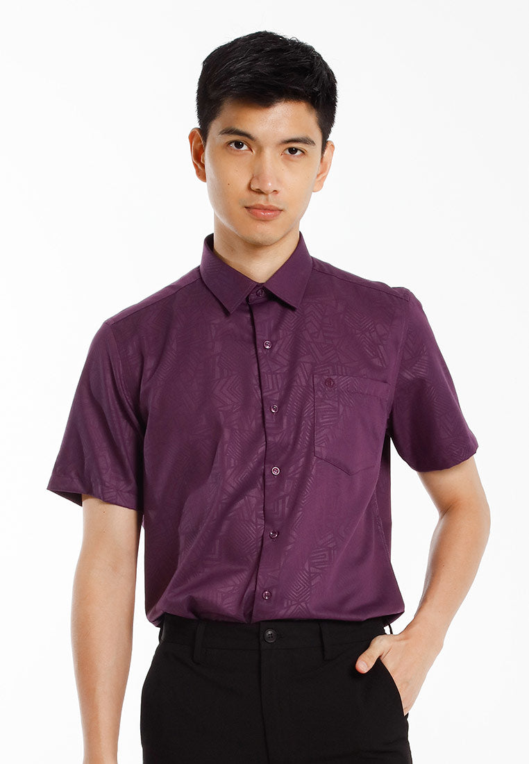 Alain Delon Baju Kolar Lelaki | Alain Delon Cotton Spandex Modern Fit Short Sleeve Collar - 14525015