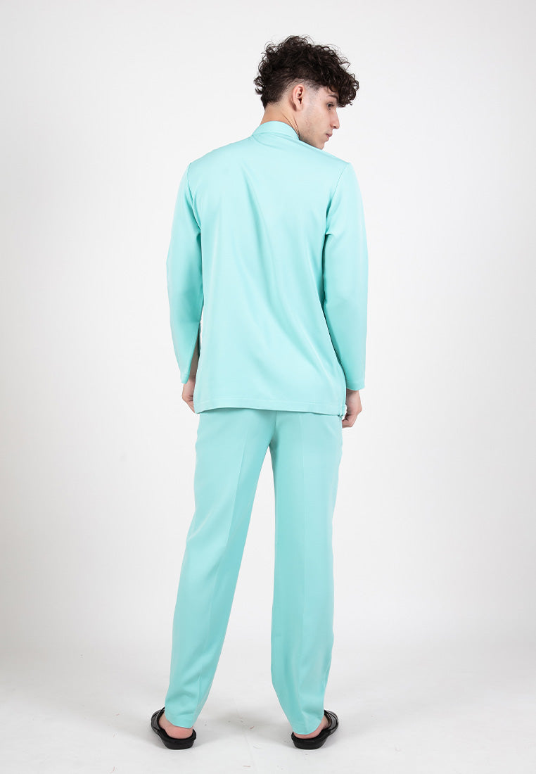 Forest x Hatta Dolmat Baju Melayu Cekak Musang Regular Fit  - BM23766 -42LtGreen