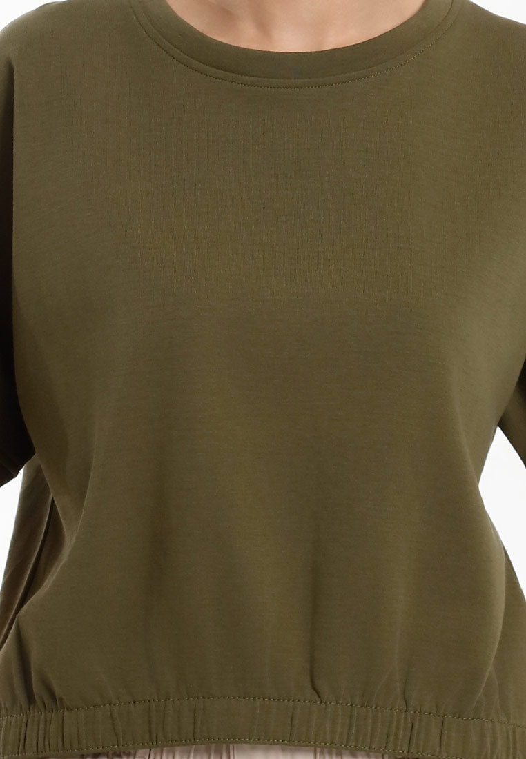 Forest Baju Perempuan | Forest Ladies Cotton Interlock Short Sleeve Round Neck Casual Elastic Hem T-Shirt - 822409