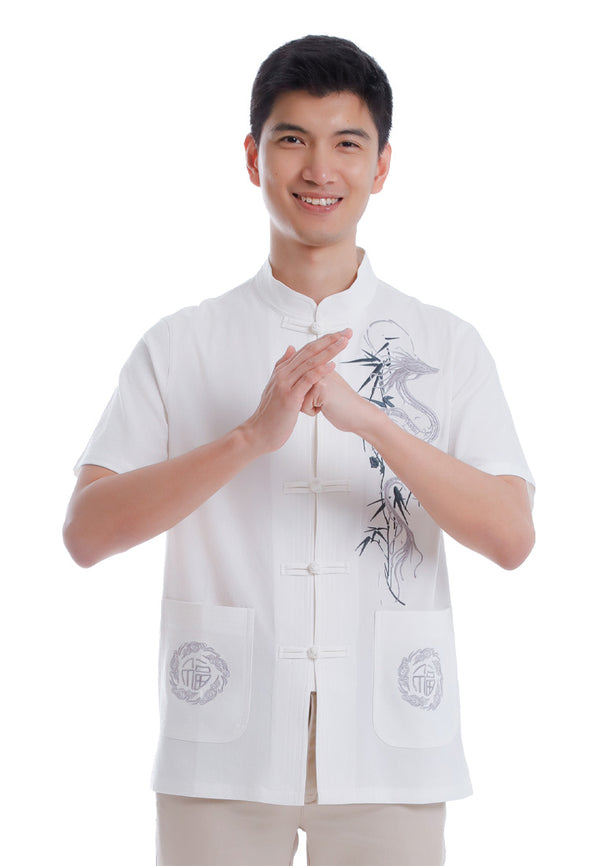 Alain Delon CNY Tang Fu Lelaki | Alain Delon Mens Tang Fu Jacquard Short Sleeve - 14526010