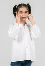 Forest Kids Girls Cotton Jacquard Long Sleeve Blouse with Cotton Lining | Baju Budak Perempuan - FK820082