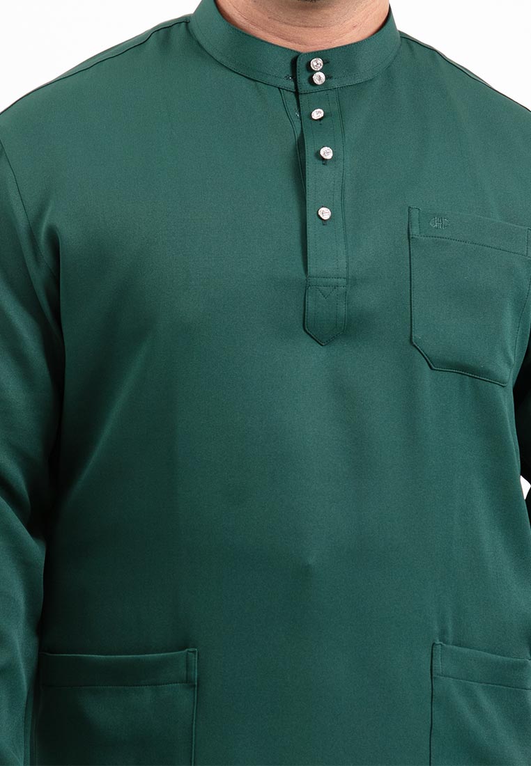 Forest x Hatta Dolmat Baju Melayu Cekak Musang Regular Fit - BM23766 -40DkGreen