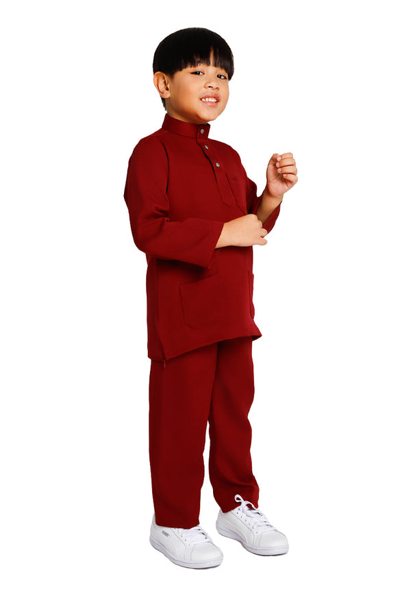 Forest x Hatta Dolmat Baju Melayu Budak Cekak Musang Regular Fit - FK23766BM -56Maroon