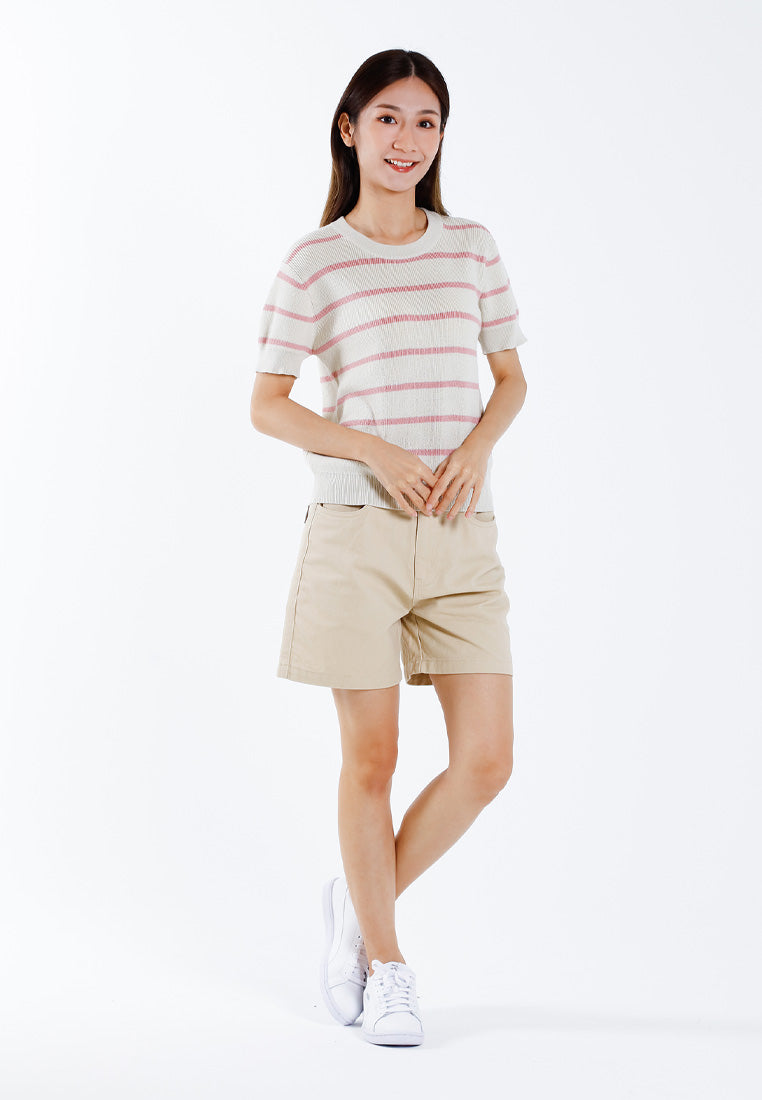 Forest Ladies Casual Striped Short Sleeve Knit Top | Baju Perempuan - 822347