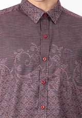 Alain Delon Short Sleeve Modern Fit Linen Look Floral Shirt - 14423002