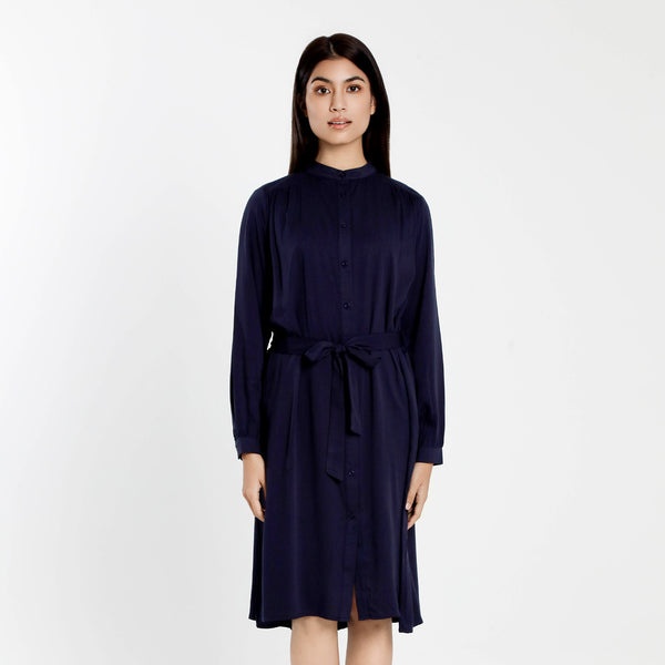 Forest Ladies Rayon Belted Shirt Dress Women Long Sleeve Tunic Dress | Baju Kemeja Lengan Panjang Perempuan - 885121