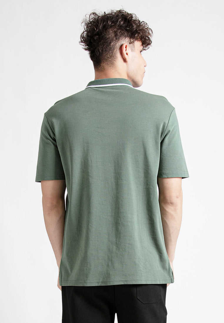 Forest Premium Weight Cotton 220gsm Interlock Knitted Pocket Polo Tee | Baju T Shirt Lelaki - 23765