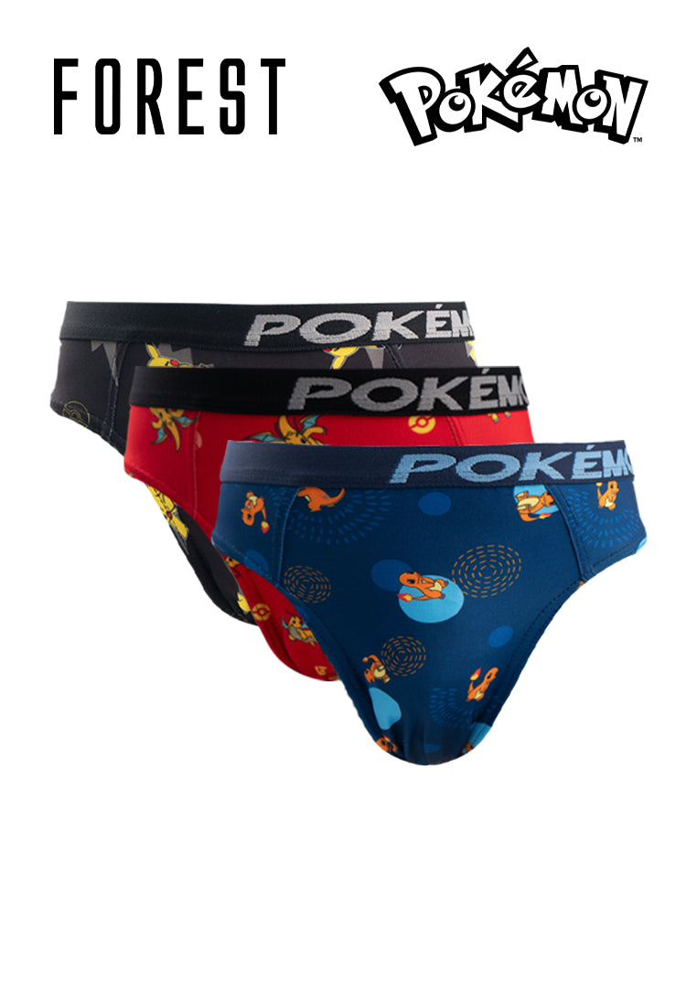 (3 Pcs) Pokémon Kids Microfibre Spandex Mini Brief Underwear Assorted Colours - PUJ1010M