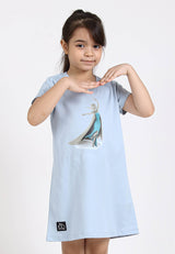 Forest X Disney 100 Year of Wonder Elsa Frozen Airism Cotton Short Sleeve Girl Kids Dress - FWK885038