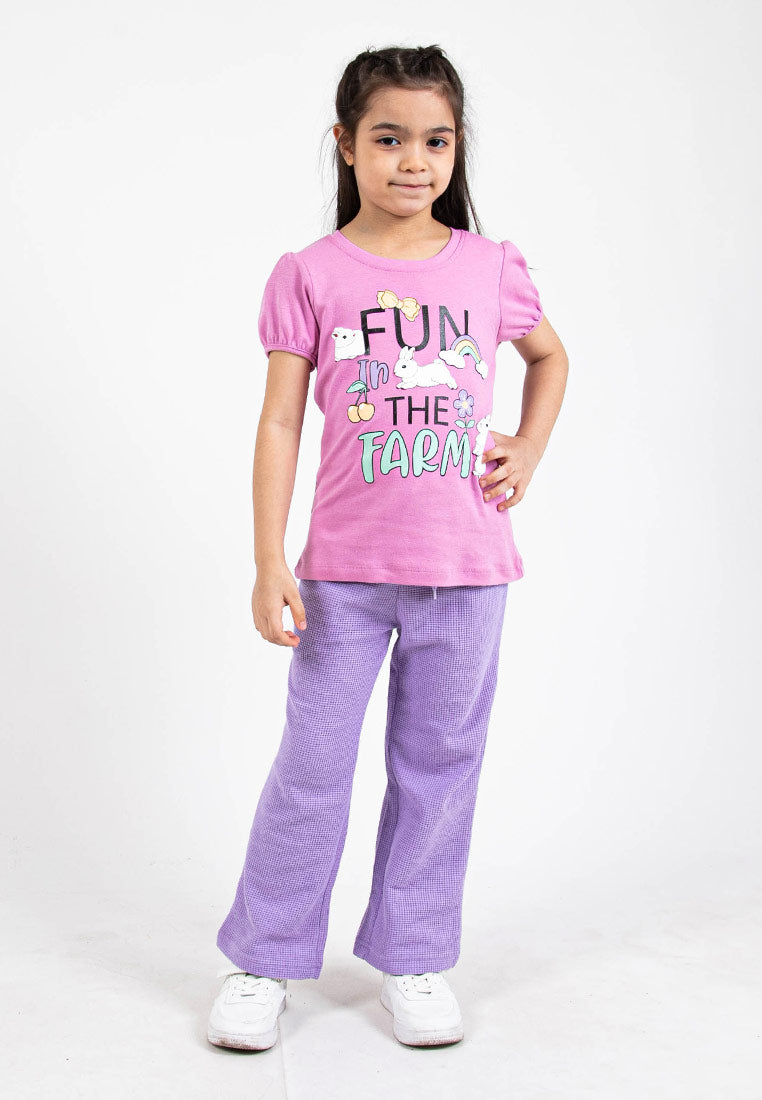 Forest Kids Girl 100% Cotton Short Sleeve T-Shirt Girls Graphic Round Neck T-Shirt | Baju Budak Perempuan - FK820059